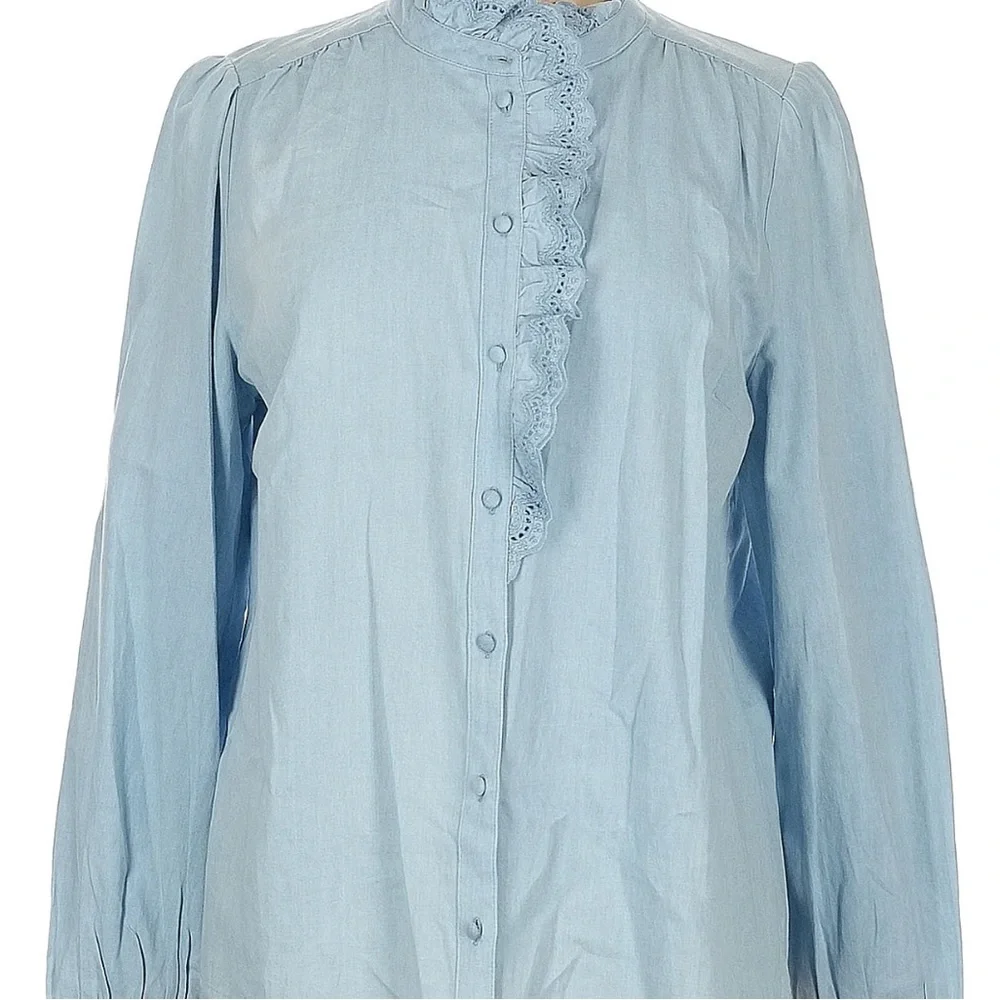 Sézane Chlo Shirt Chambray Blue FR 42 / US 10 / XL - Picture 4 of 8